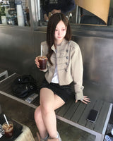 フォールディング デニム ジッパー スカート