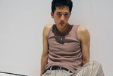 High ribbed logo sleeveless(Beige)