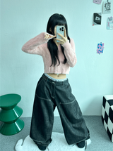 アンゴラクロップフードジップアップ🖤🩷💛🤎💚 - 6カラー