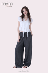 Pure strap short-sleeved blouse