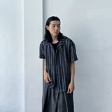 Openwork Knit Camp Collar Shirt