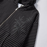 Untitled スターリーナイトスモールストライプフードジップアップ BLack Chacoal