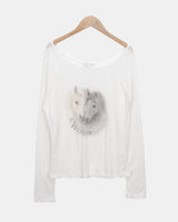 ホアビンテージホールプリントスリムフィットTシャツ