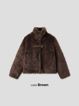 Rachel Two-Belt Detail Short Length Fur Jacket (Lining Quilted)