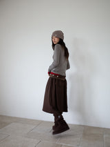 FLARE RIB SKIRT (BROWN)