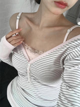 [MADE] Heart-Drop Lace & Cubic Heart Camisole