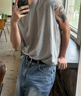 [Unisex] Real stitch semi wide denim pants