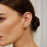 chunky small huggie hoop 14k gold plating + 925 silver earrings E064-04G