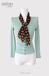 mint dot scarf cardigan