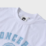 スカイブルークラシックビッグロゴクルーネックホワイトショートスリーブTシャツ [Unisex]