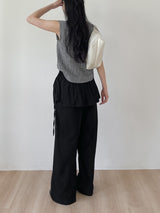 Frill Wrap Nylon Wide Pants