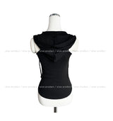 Hairy V-neck hood sleeveless