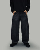 Snap Button Denim Pants (Black)