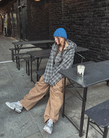 Bay Check Shearling Hooded Jumper