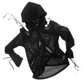 マルチウェイ マッシュ シャーリング ニット フード。ブラック