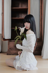 リリーカウルリボントップス ivory