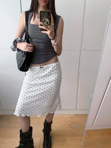 Square Neck Side Shirring V-neck Sleeveless T-shirt