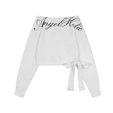 BOATNECK RIBBON TIE SWEATSHIRT (WHITE) F25ZB018