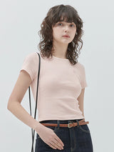 KIRSH プレーンスリムフィットストライプTシャツ【ピンク】