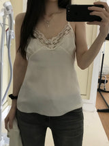 Satin Lace Sleeveless Top (2 colors)