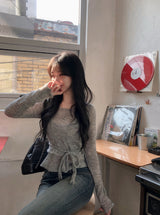 See-through Bustier Layered Strap Wool Knit (5color)
