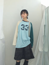 Number-printed color long sleeve