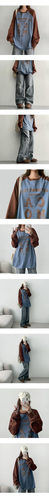 バーティーカラフルラグラン長袖Tシャツ (3 colors)