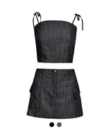 Brooklyn Denim Top & Skirt Set