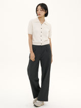 DOUBLE BUCLE SLACKS WIDE PANTS