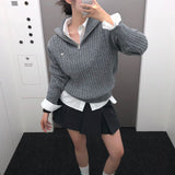 [BELLIDE MADE] ケーブルハーフジップアップニットウィズペンダント