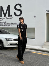 LMN バートラックエアフィット半袖Tシャツ + クラックチャンプラインワイドパンツ