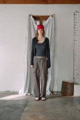 T/T Bod round knit cardigan (charcoal)