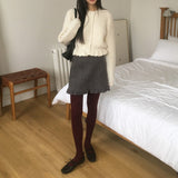 Benson waffle frill knit cardigan