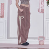 [RE] SWEET RIBBON SWEAT PANTS - BROWN/YELLOW