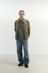 ビンテージウォッシュド5ポケットワークジャケット (Washed Khaki)