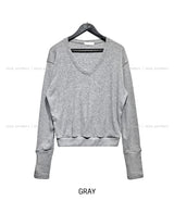 [wool 20%] ポールボタンディテールVネックニット