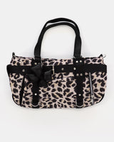 Coppe Leather Combination Leopard Nylon Cross Shoulder Bag