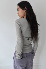 26SS★ ツイステッドレースレイヤードドレープTシャツ