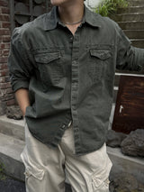 Carder dying washing cropped shirt