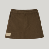 Brown Corduroy Patch Mini-Skirt