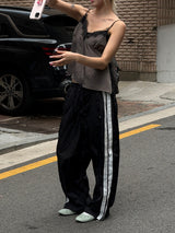 Lace track wide pants(2color)