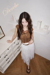 Texture Lace Ribbon Short Sleeve T-shirt