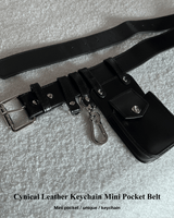 シニカルレザーキーチェーンミニポケットベルト (Black)