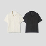 Wavy Open Collar Half Shirt