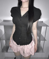 lace puff blouse (2colors)