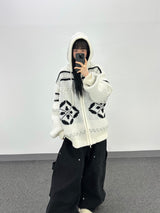 ノルディックニットフードジップアップ