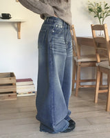 [MADE] ラバットヘムスナップワイドデニムパンツ