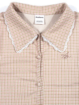 CHECK LACE SLIM SHIRT_Beige