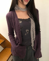 Brel Button Detail Ribbed Slim Cardigan