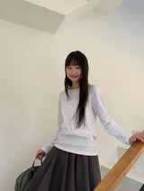 26SS★ [BAONHAUS]ソレアフラワーリブ長袖Tシャツ